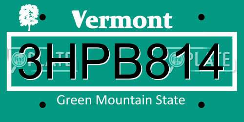 3HPB814 Vermont License Plate
