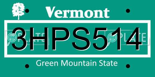 3HPS514 Vermont License Plate