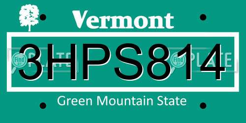 3HPS814 Vermont License Plate
