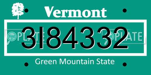 3I84332 Vermont License Plate