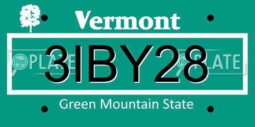 3IBY28 Vermont License Plate