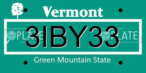 3IBY33 Vermont License Plate