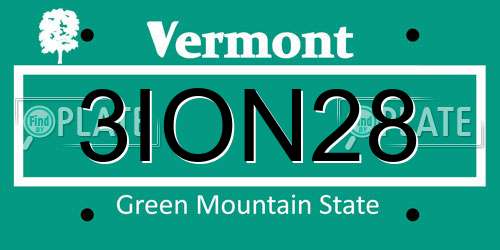 3ION28 Vermont License Plate