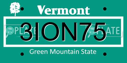 3ION75 Vermont License Plate