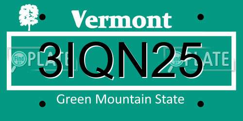 3IQN25 Vermont License Plate