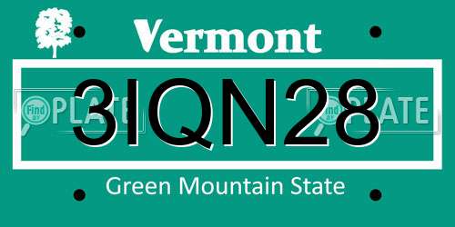 3IQN28 Vermont License Plate
