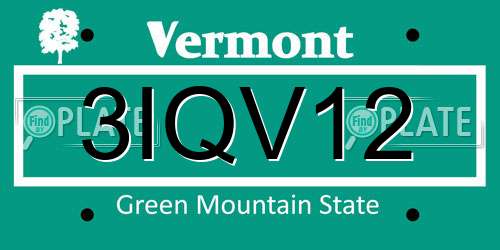 3IQV12 Vermont License Plate