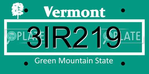 3IR219 Vermont License Plate