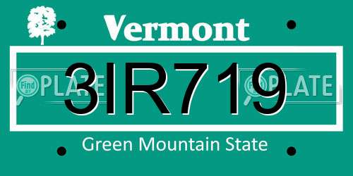 3IR719 Vermont License Plate