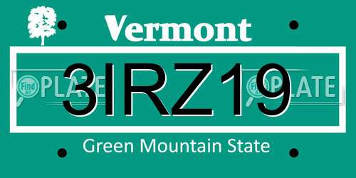 3IRZ19 Vermont License Plate