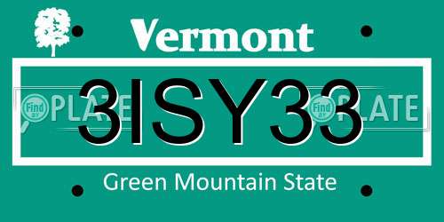 3ISY33 Vermont License Plate