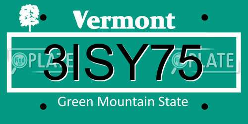 3ISY75 Vermont License Plate