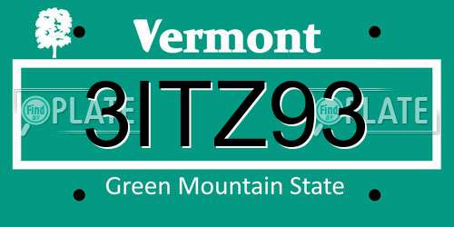 3ITZ93 Vermont License Plate