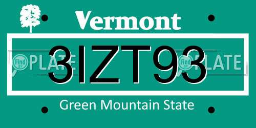 3IZT93 Vermont License Plate