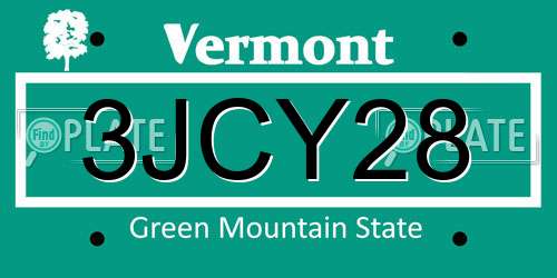 3JCY28 Vermont License Plate