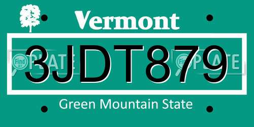 3JDT879 Vermont License Plate