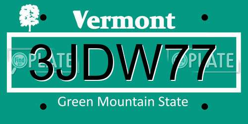 3JDW77 Vermont License Plate