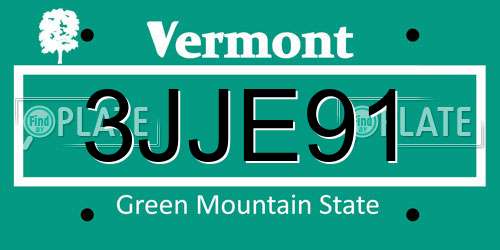 3JJE91 Vermont License Plate