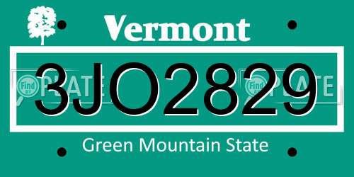 3JO2829 Vermont License Plate