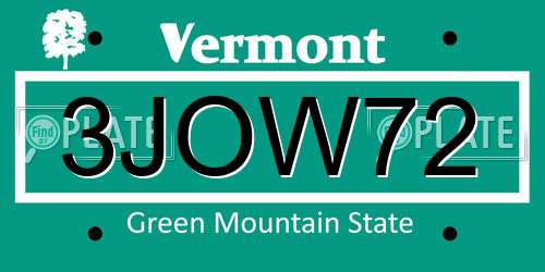 3JOW72 Vermont License Plate