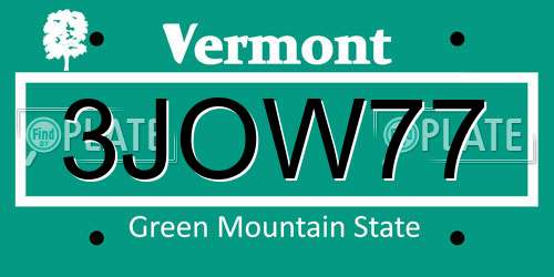 3JOW77 Vermont License Plate