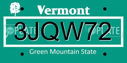 3JQW72 Vermont License Plate