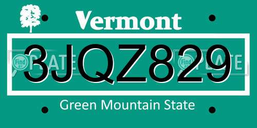 3JQZ829 Vermont License Plate