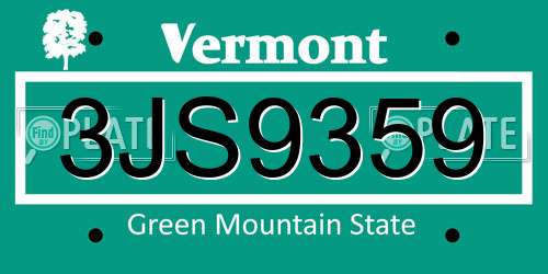 3JS9359 Vermont License Plate