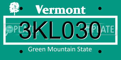 3KL030 Vermont License Plate