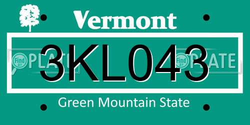 3KL043 Vermont License Plate
