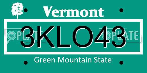 3KLO43 Vermont License Plate