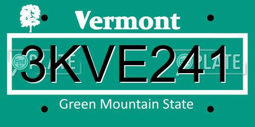 3KVE241 Vermont License Plate