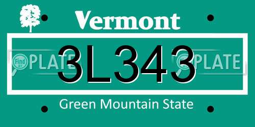 3L343 Vermont License Plate