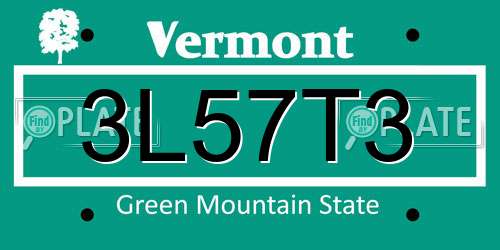 3L57T3 Vermont License Plate