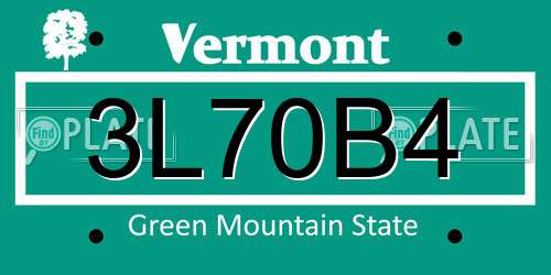 3L70B4 Vermont License Plate