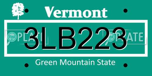 3LB223 Vermont License Plate
