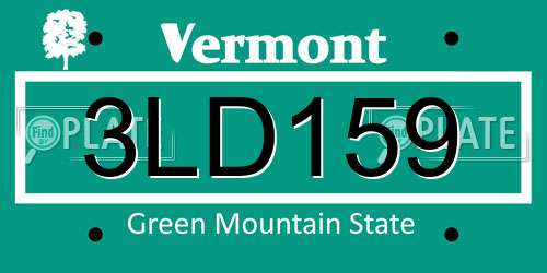3LD159 Vermont License Plate