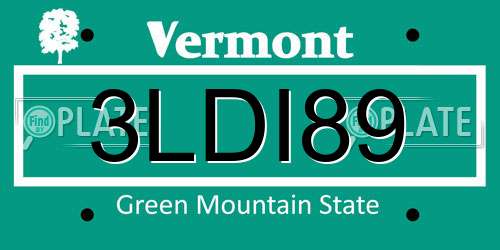 3LDI89 Vermont License Plate