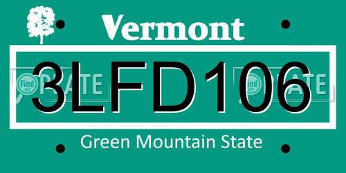 3LFD106 Vermont License Plate