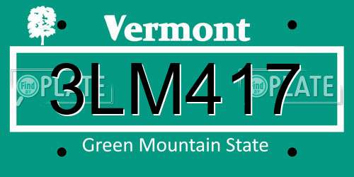 3LM417 Vermont License Plate