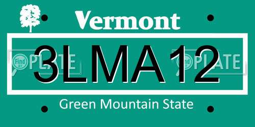 3LMA12 Vermont License Plate