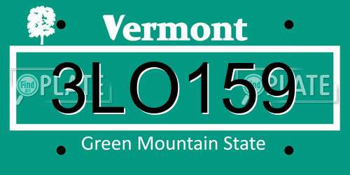 3LO159 Vermont License Plate
