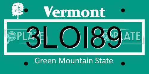 3LOI89 Vermont License Plate