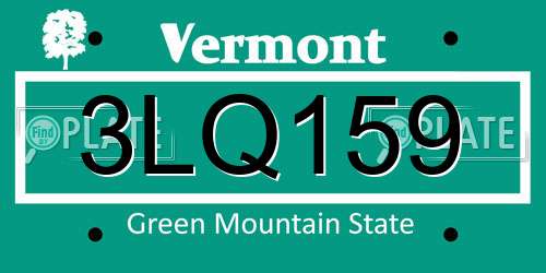 3LQ159 Vermont License Plate