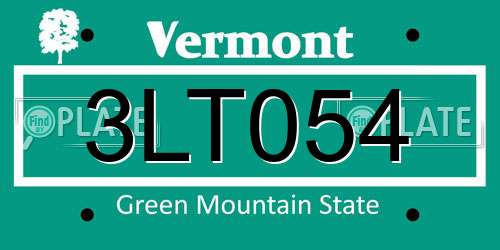 3LT054 Vermont License Plate