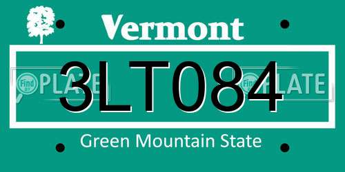 3LT084 Vermont License Plate