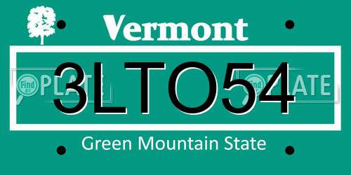 3LTO54 Vermont License Plate