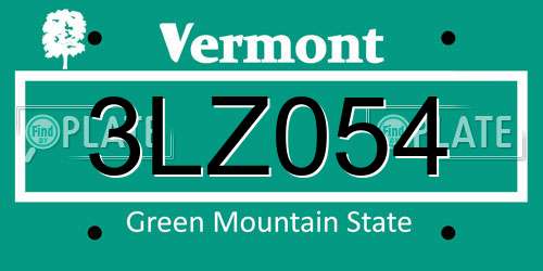 3LZ054 Vermont License Plate