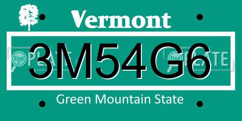3M54G6 Vermont License Plate