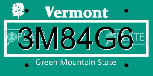 3M84G6 Vermont License Plate
